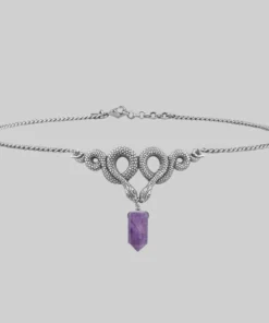 CLASSICS Necklaces & Chains A DARK LURE. Snake & Amethyst Gemstone Chain Choker