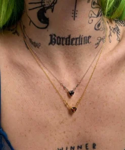 CLASSICS FATAL. Barbed Wire & Black Onyx Heart Necklace - Silver