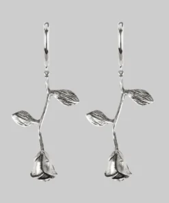 End Of Line BELLADONNA. Rose Stem Hoop Earrings - Silver