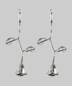 End Of Line BELLADONNA. Rose Stem Hoop Earrings - Silver