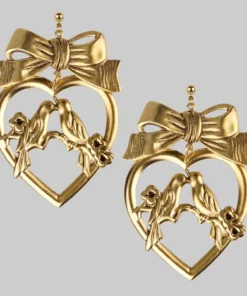 CLASSICS LOVEBIRDS. Heart & Bow Earrings - Gold
