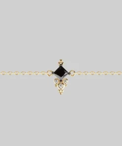 CLASSICS DYNASTY. Black Spinel Triliogy Chain Choker - Gold Necklaces & Chains