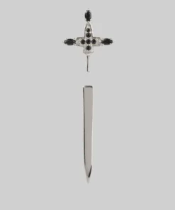 CLASSICS SLAY. Black Spinel Silver Dagger Single Earring Earrings