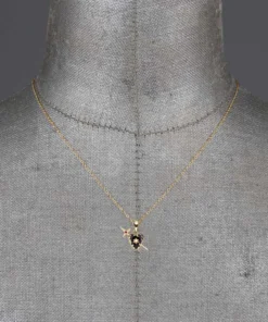 CLASSICS Necklaces & Chains DEVOTION. Black Heart & Sword Gold Necklace