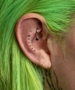 CLASSICS Earrings HEART & SOUL. Black Spinel Dangly Heart Clicker Ring - Silver