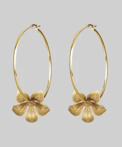 End Of Line BLOOM. Floral Hoop Earrings - Gold