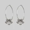 End Of Line BLOOM. Floral Hoop Earrings - Silver