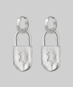 End Of Line ABSOLUTE. Padlock Hoop Earrings - Silver