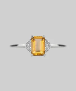 CLASSICS DECOR. Citrine Ornamental Silver Ring Rings