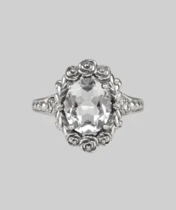 CLASSICS MARIA. Rose Wreath Clear Quartz Silver Cocktail Ring