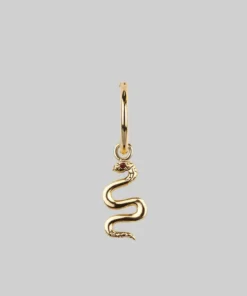 CLASSICS DIVINITY. Garnet Snake Hoop Earrings - Gold