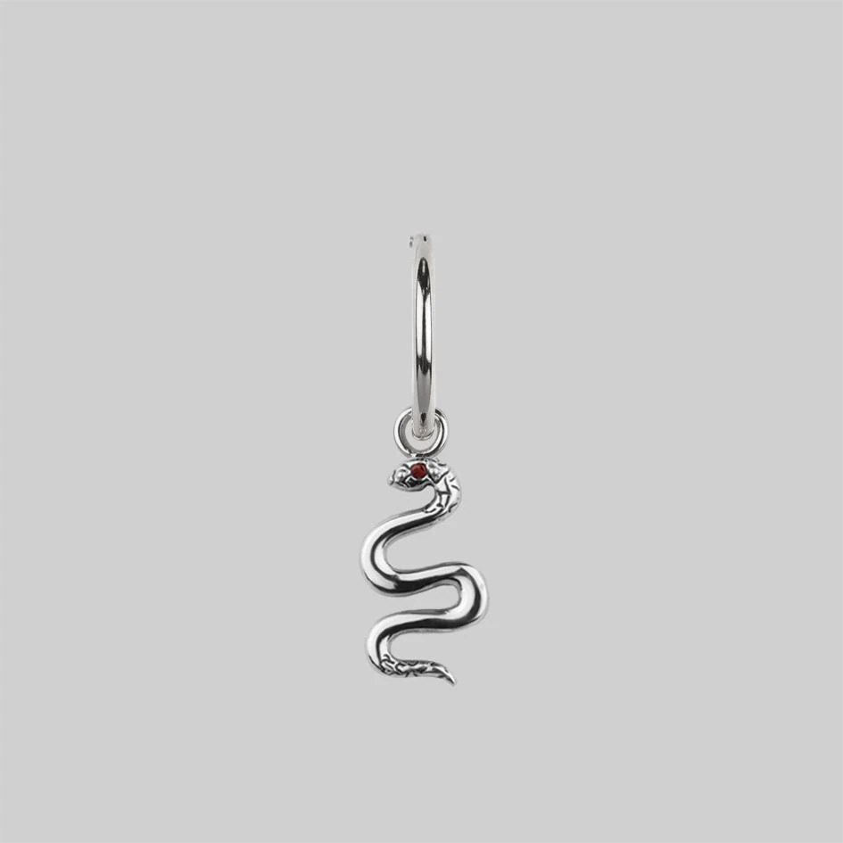CLASSICS DIVINITY. Garnet Snake Hoop Earrings - Silver 4 CLASSICS DIVINITY. Garnet Snake Hoop Earrings - Silver