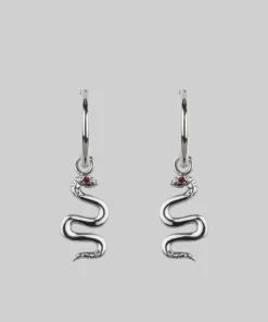CLASSICS DIVINITY. Garnet Snake Hoop Earrings - Silver 8 CLASSICS DIVINITY. Garnet Snake Hoop Earrings - Silver