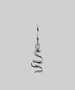 CLASSICS DIVINITY. Garnet Snake Hoop Earrings - Silver