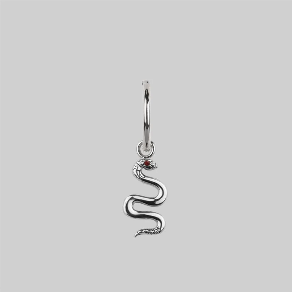 CLASSICS DIVINITY. Garnet Snake Hoop Earrings - Silver 1 CLASSICS DIVINITY. Garnet Snake Hoop Earrings - Silver