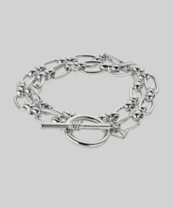 SS22 Bracelets GETAWAY. Double Wrap T-Bar Chain Bracelet - Silver