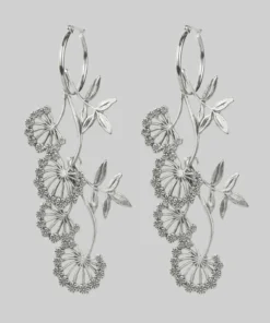 CLASSICS AELLA. Floral Drop Hoop Earrings - Silver
