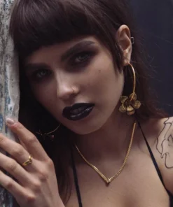 End Of Line BLOOM. Floral Hoop Earrings - Gold