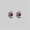 CLASSICS WISDOM. Silver Moon Crescent Earrings - Garnet