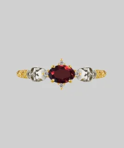 SS22 Rings POISON. Garnet & Skulls Ring - Gold
