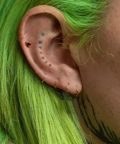 CLASSICS HEART & SOUL. Garnet Heart Stud Earring - Gold