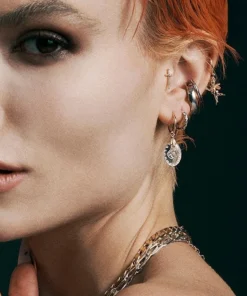 CLASSICS LYRAE. Moon & Stars Glass Earrings - Silver