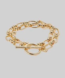 SS22 GETAWAY. Double Wrap T-Bar Chain Bracelet - Gold