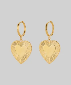SS22 REVOLUTION. Sunburst Heart Hoop Earrings - Gold
