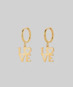 SS22 Make Love Not War Hoop Earrings - Gold