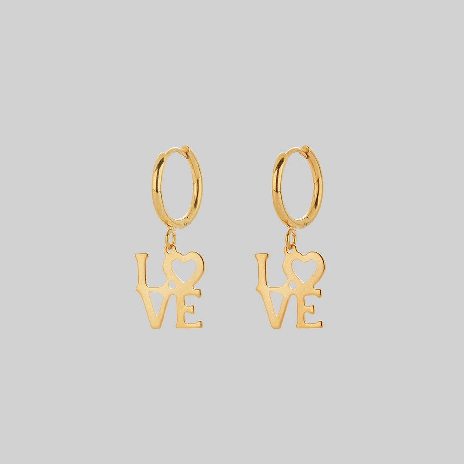 SS22 Make Love Not War Hoop Earrings - Gold 1 SS22 Make Love Not War Hoop Earrings - Gold
