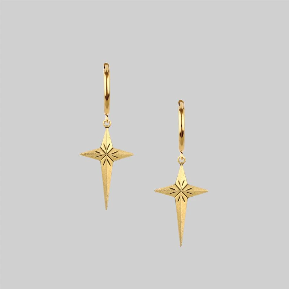 End Of Line ETERNITY. Starburst Cross Earrings - Gold 1 End Of Line ETERNITY. Starburst Cross Earrings - Gold