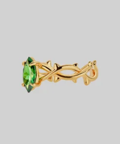 SS22 REVIVAL. Green CZ Thorn Band Ring - Gold Rings