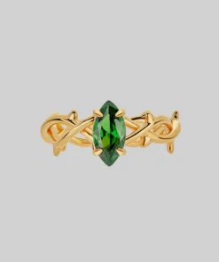 SS22 REVIVAL. Green CZ Thorn Band Ring - Gold Rings