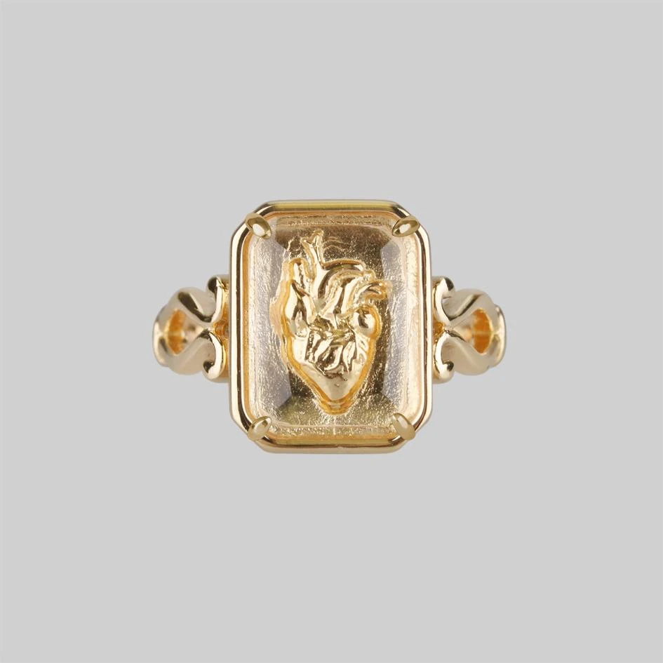 CLASSICS Rings HEART KEEPER. Anatomical Heart Under Glass Ring - Gold 1 CLASSICS Rings HEART KEEPER. Anatomical Heart Under Glass Ring - Gold