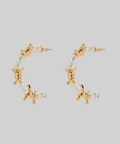 SS22 RUTHLESS. Barbed Wire & Ivory Pearl Hoop Earrings - Gold