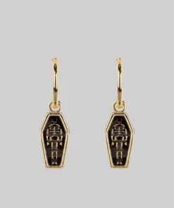 CLASSICS MORALITY. Skeleton Coffin Hoop Earrings - Gold