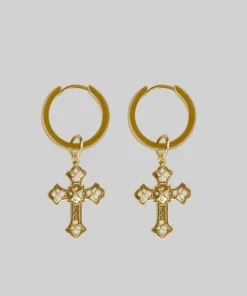 CLASSICS EVA. Cut Out Cross Earrings - Gold