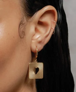 SS22 STOLEN HEART. Square Sixties Hoop Earrings - Gold
