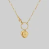 CLASSICS VALENTINA. Multi Heart Charm Clasp Necklace - Gold Necklaces & Chains