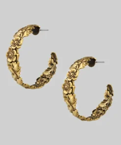 CLASSICS DAHLIA. Floral Garland Hoop Earrings - Gold