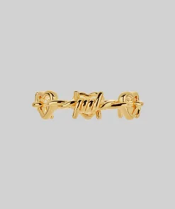 SS22 BOUND. Hearts & Barbed Wire Band Ring - Gold