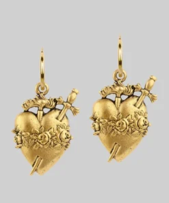 CLASSICS INFERNO. Sacred Heart Hoop Earrings - Gold