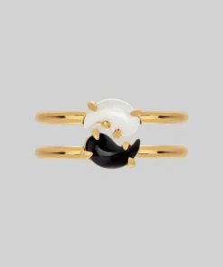 SS22 Yin & Yang Gemstone Rings - Gold