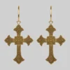 End Of Line OPHELIA. Gothic Cross Hoop Earrings - Gold