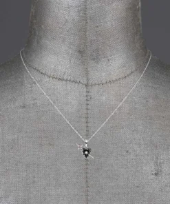 CLASSICS DEVOTION. Black Heart & Sword Silver Necklace