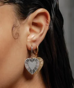 SS22 REVOLUTION. Sunburst Heart Hoop Earrings - Gold