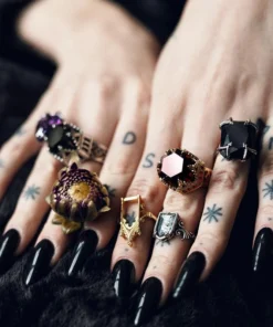 HALLOWEEN 2021 Rings TEMPLE OF CHAMBERS. Garnet CZ Cathedral Ring - Gold