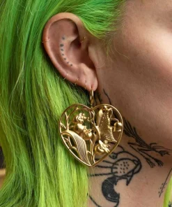 CLASSICS EPHEMERA. Blooming Heart Hoop Earrings - Gold