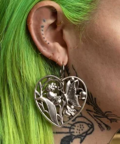 CLASSICS EPHEMERA. Blooming Heart Hoop Earrings - Silver