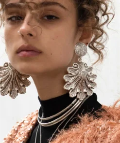 CLASSICS ARIEL. Ornate Shell Statement Earrings - Silver